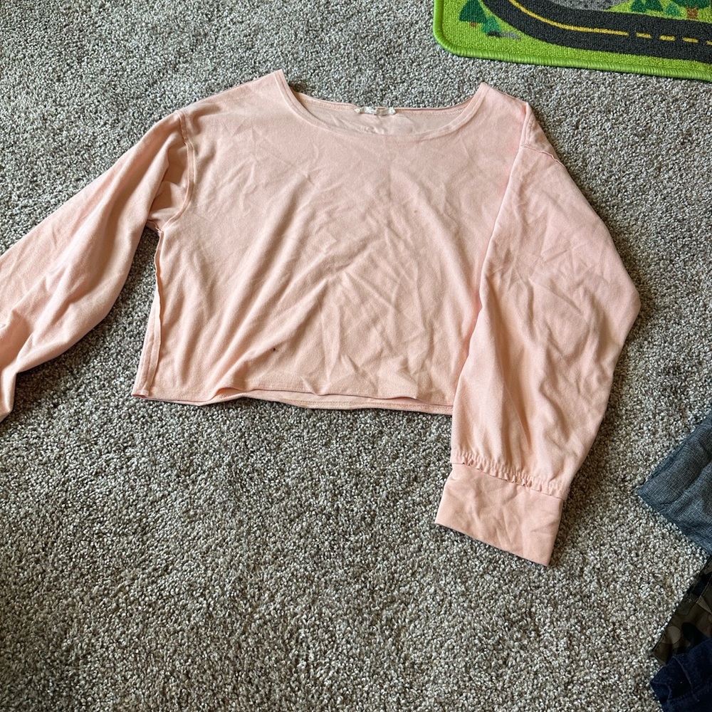 Peach Long Sleeve Crop Top